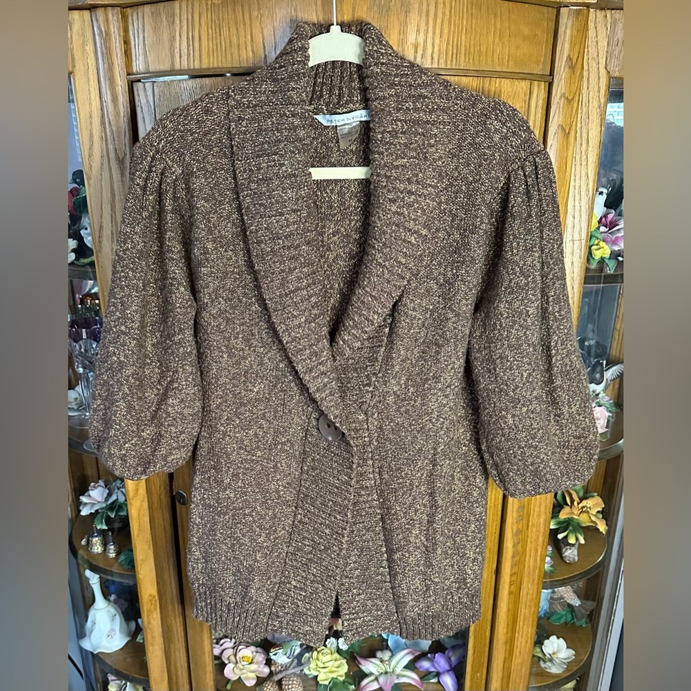 Peter Nygard 3/4 Sleeve Sweater Cardigan/Jacket Size Medium